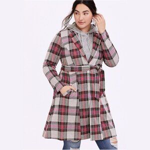 NWT TORRID | Pink Plaid Longline Blazer Coat | Sz. 0/L/12